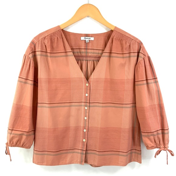 ♻️DONATED 10-24-25♻️ MADEWELL Long Sleeve Button Down Plaid Top Morningview - Picture 2 of 8